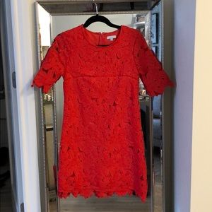 Red June & Ivy dress with lace detailing.